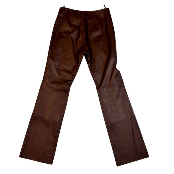 For Joseph Women’s Brown Leather Pants Size 28 High Rise Straight Leg Vtg - Picture 3 of 16
